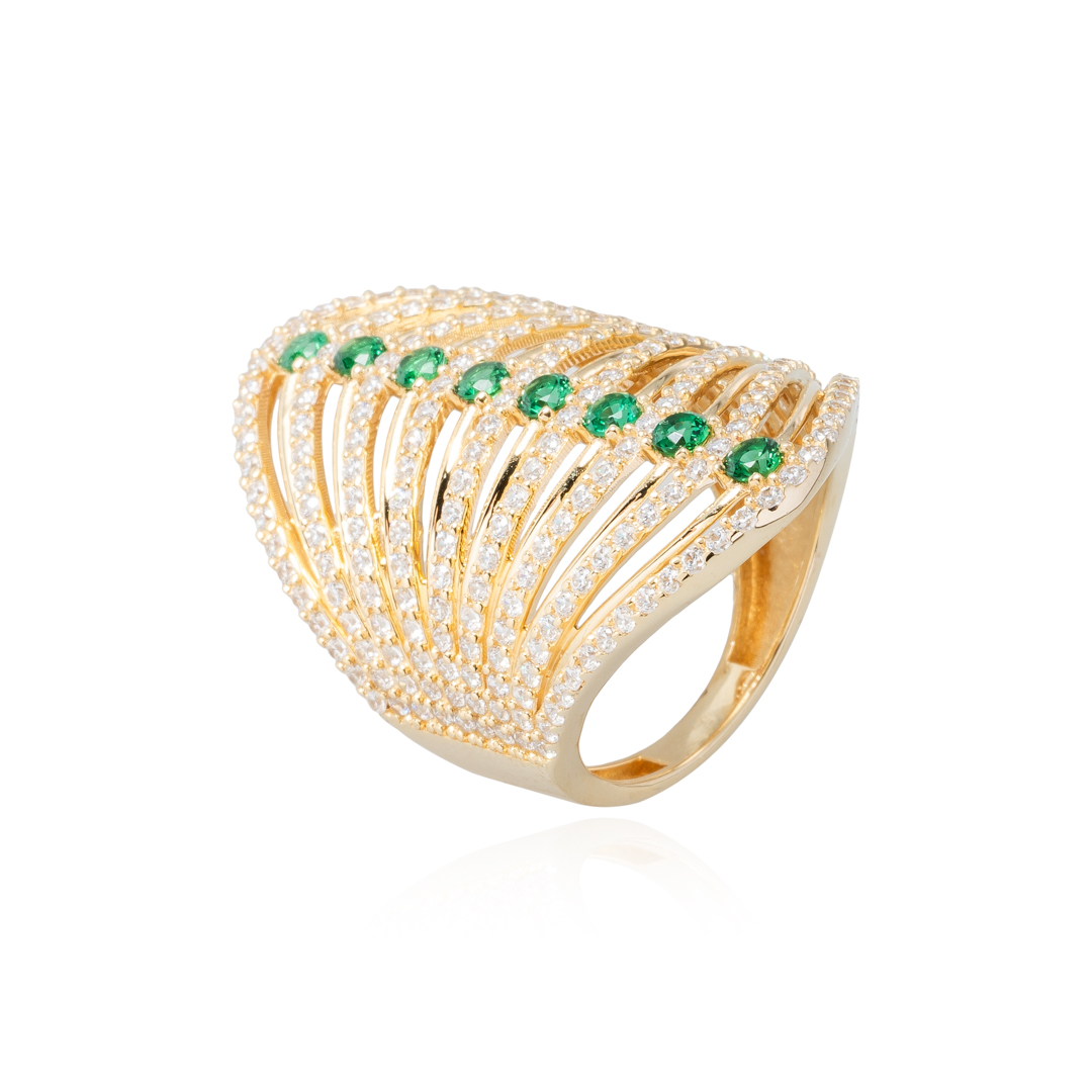 Anillo de mujer lanzadera con circonitas oro 1 Anillo de mujer lanzadera con circonitas oro
