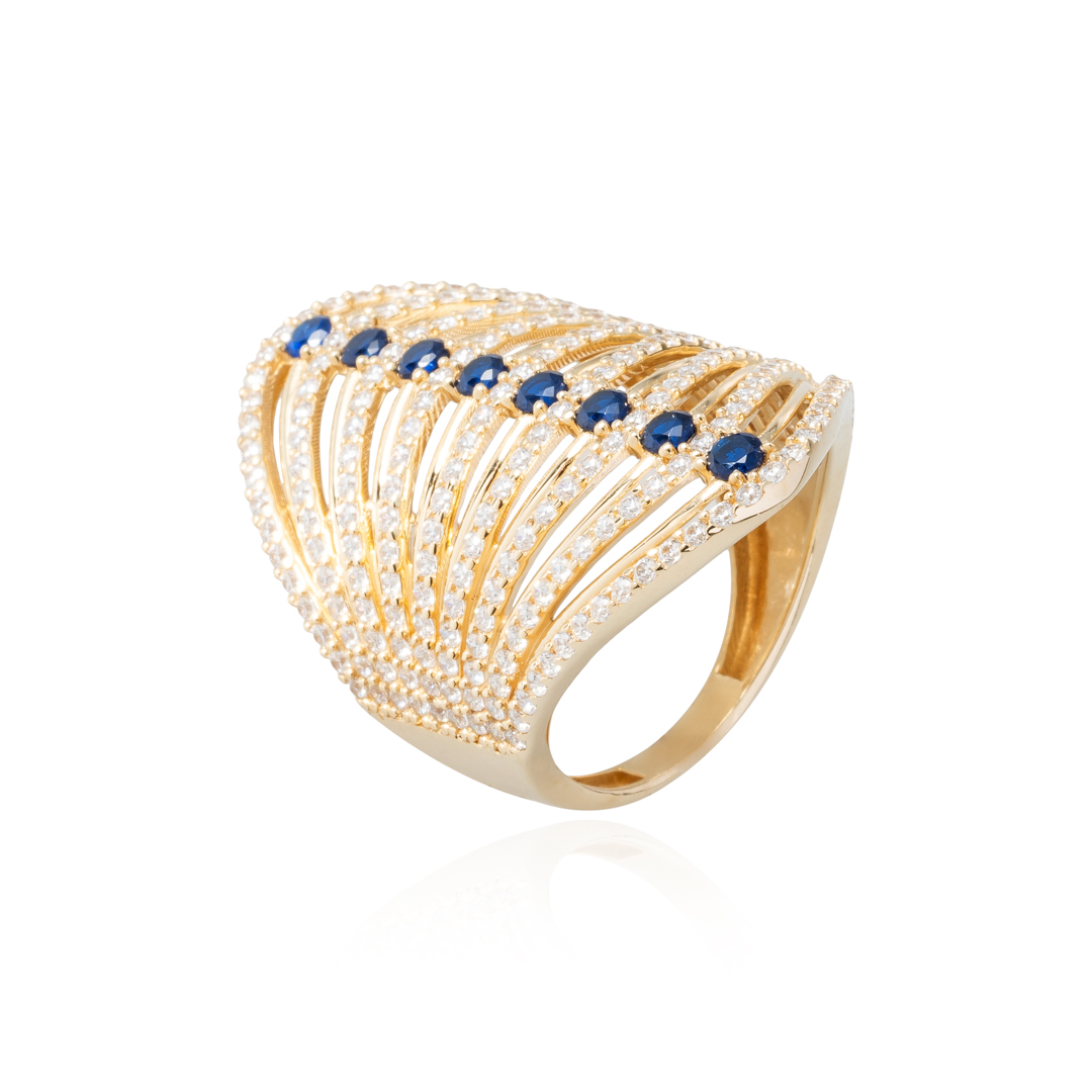 Anillo de mujer lanzadera con circonitas oro 3 Anillo de mujer lanzadera con circonitas oro - Imagen 3