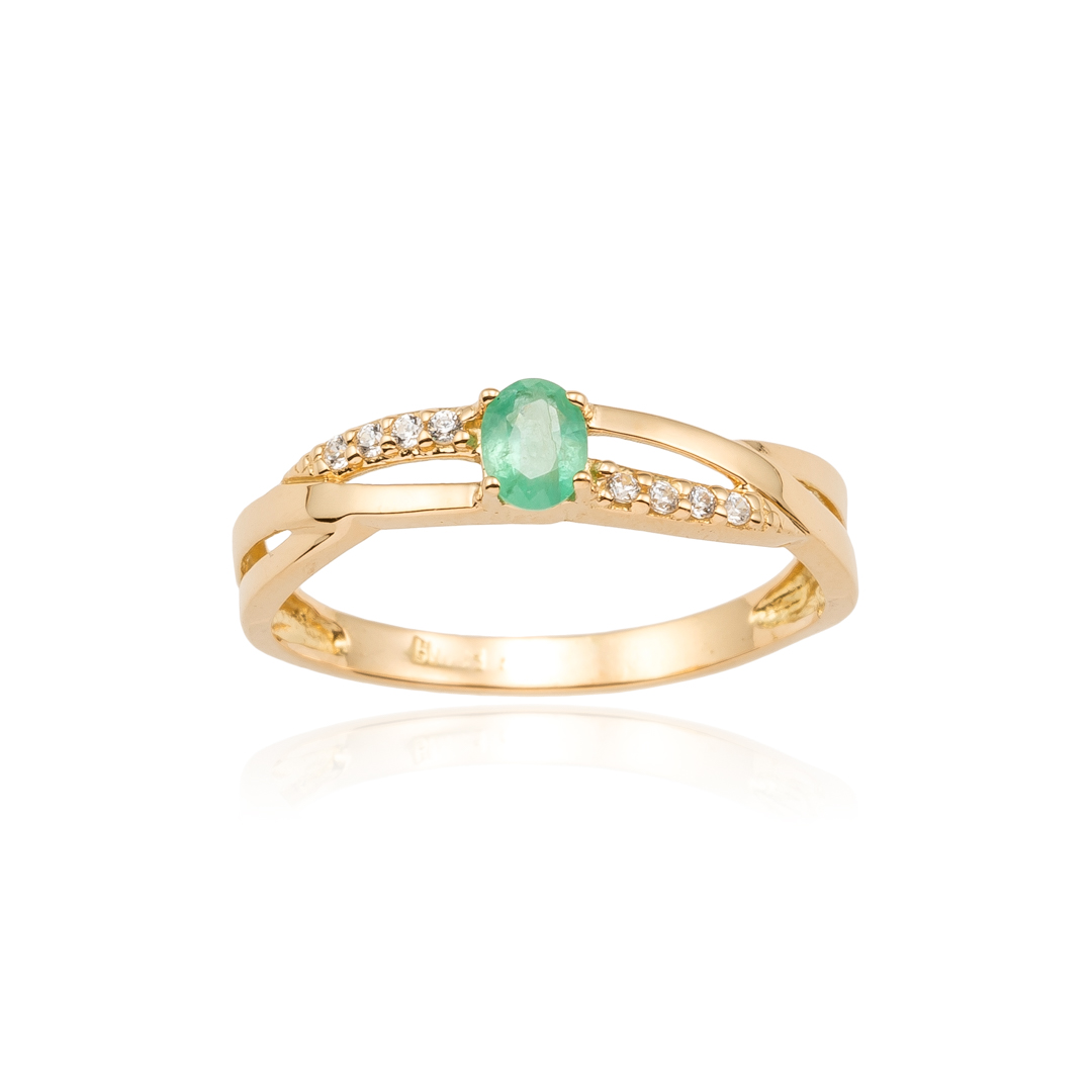 Anillo de mujer circonitas y esmeralda oro 1 Anillo de mujer circonitas y esmeralda oro