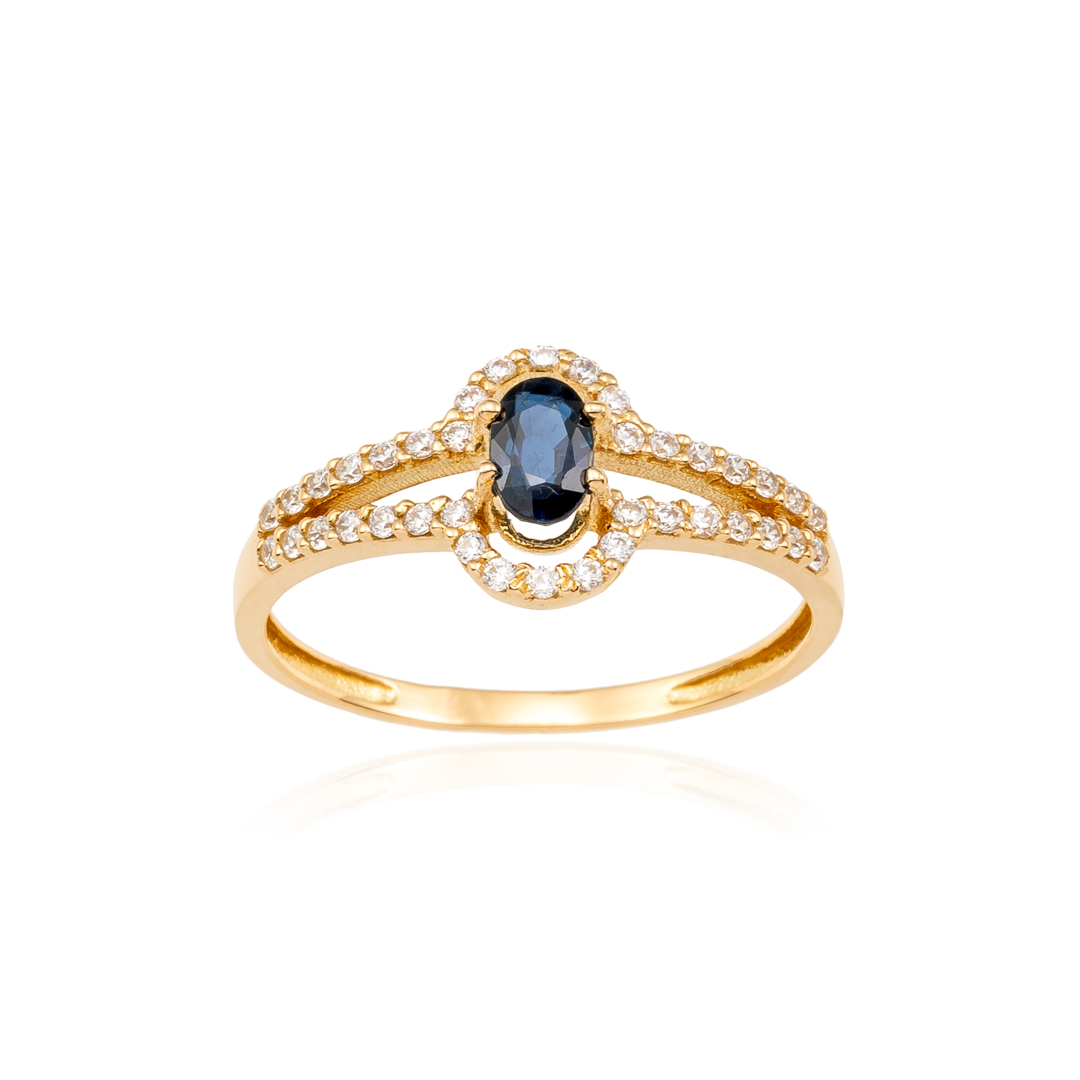 Anillo de mujer circonitas y zafíro oro 1 Anillo de mujer circonitas y zafíro oro