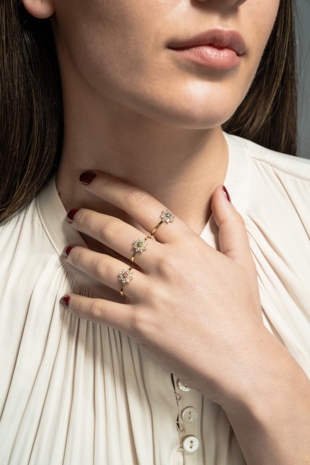 Anillo de mujer circonitas y rubíes oro 2 Anillo de mujer circonitas y rubíes oro - Imagen 2