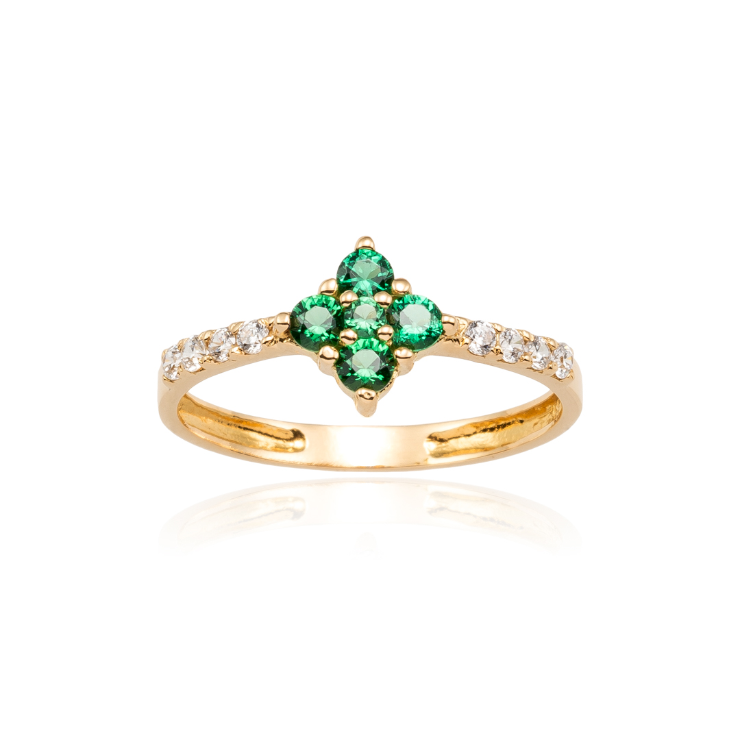 Anillo de mujer circonitas y piedras de color esmeraldas oro 1 Anillo de mujer circonitas y piedras de color esmeraldas oro