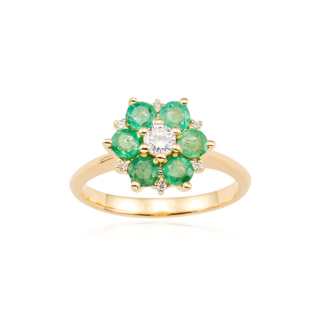 Anillo de mujer circonita y esmeraldas oro 1 Anillo de mujer circonita y esmeraldas oro