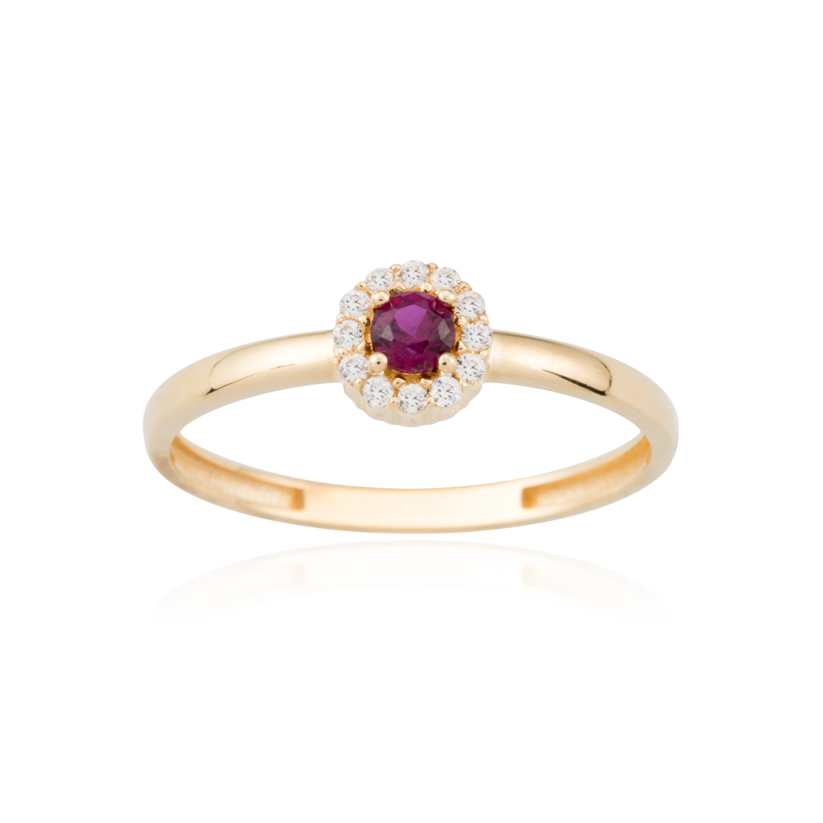 Anillo de mujer circonitas y piedra de color rubí oro 1 Anillo de mujer circonitas y piedra de color rubí oro