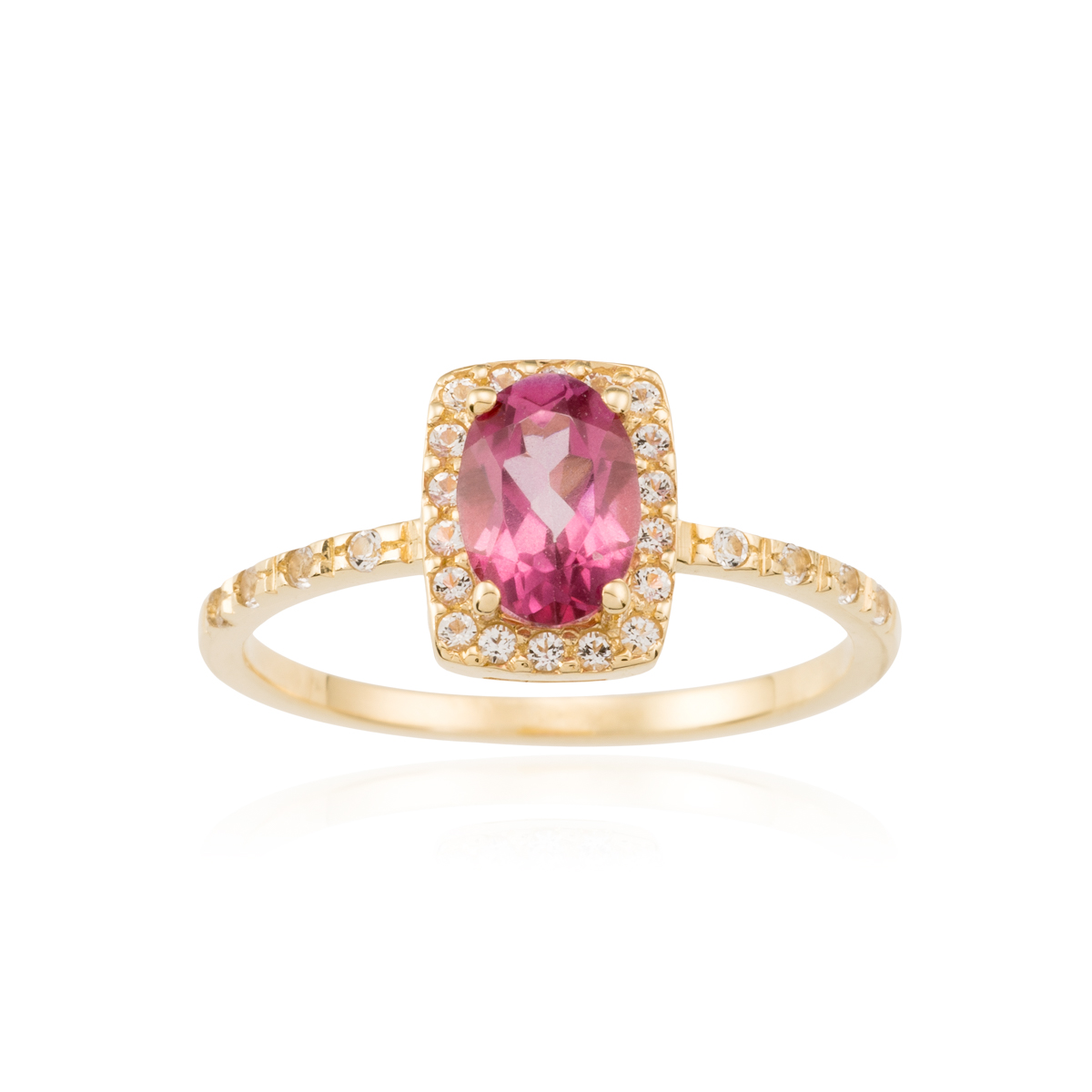 Anillo de mujer con circonitas y Topacio Rosa oro 1 Anillo de mujer con circonitas y Topacio Rosa oro