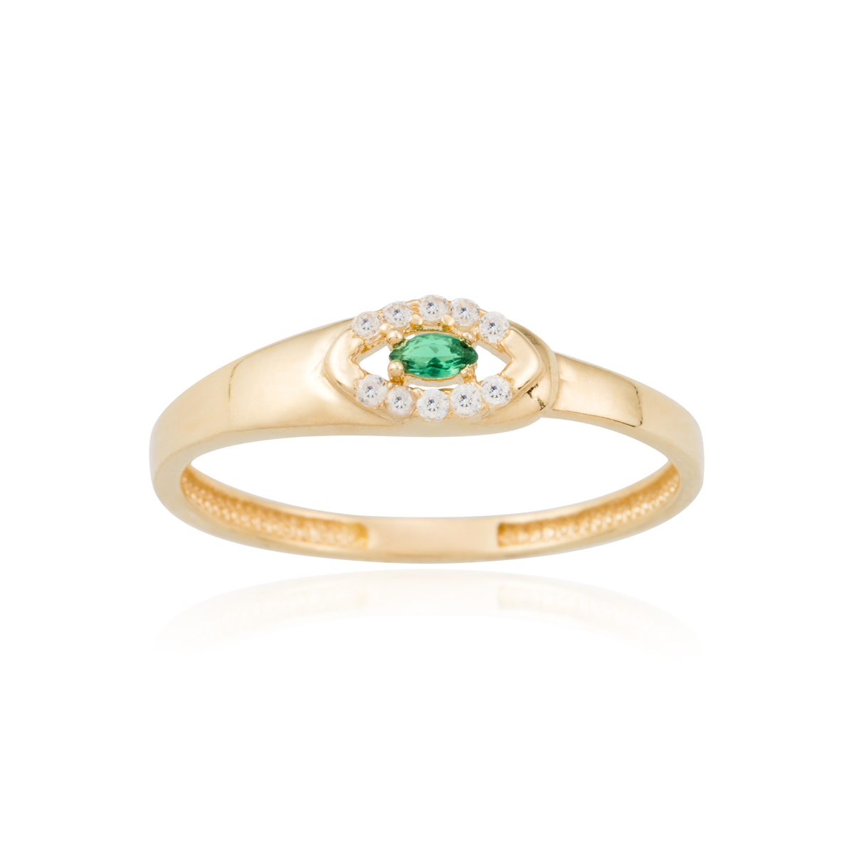 Anillo de mujer con circonitas y piedra de color oro 1 Anillo de mujer con circonitas y piedra de color oro