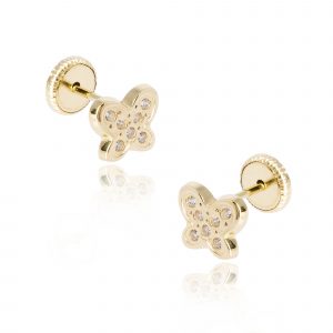 Pendientes mariposa con circonitas oro