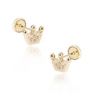 Pendientes corona con circonitas oro