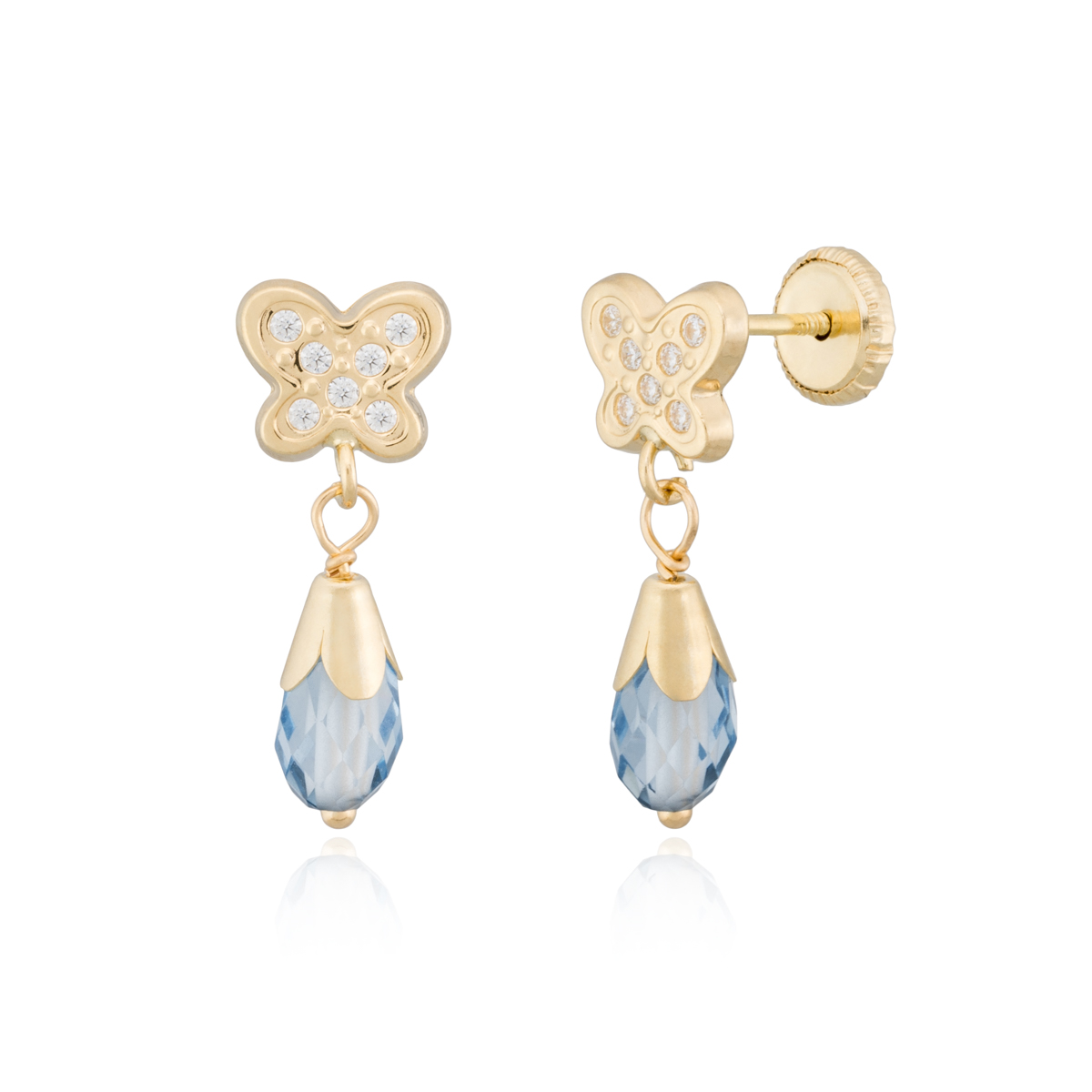 Pendientes circonitas y lágrima de color agua marina oro 1 Pendientes circonitas y lágrima de color agua marina oro