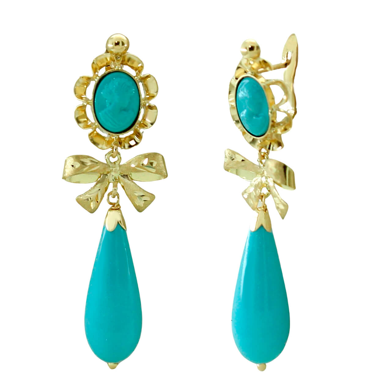 Pendientes de coral y lazo oro 2 Pendientes de coral y lazo oro - Imagen 2