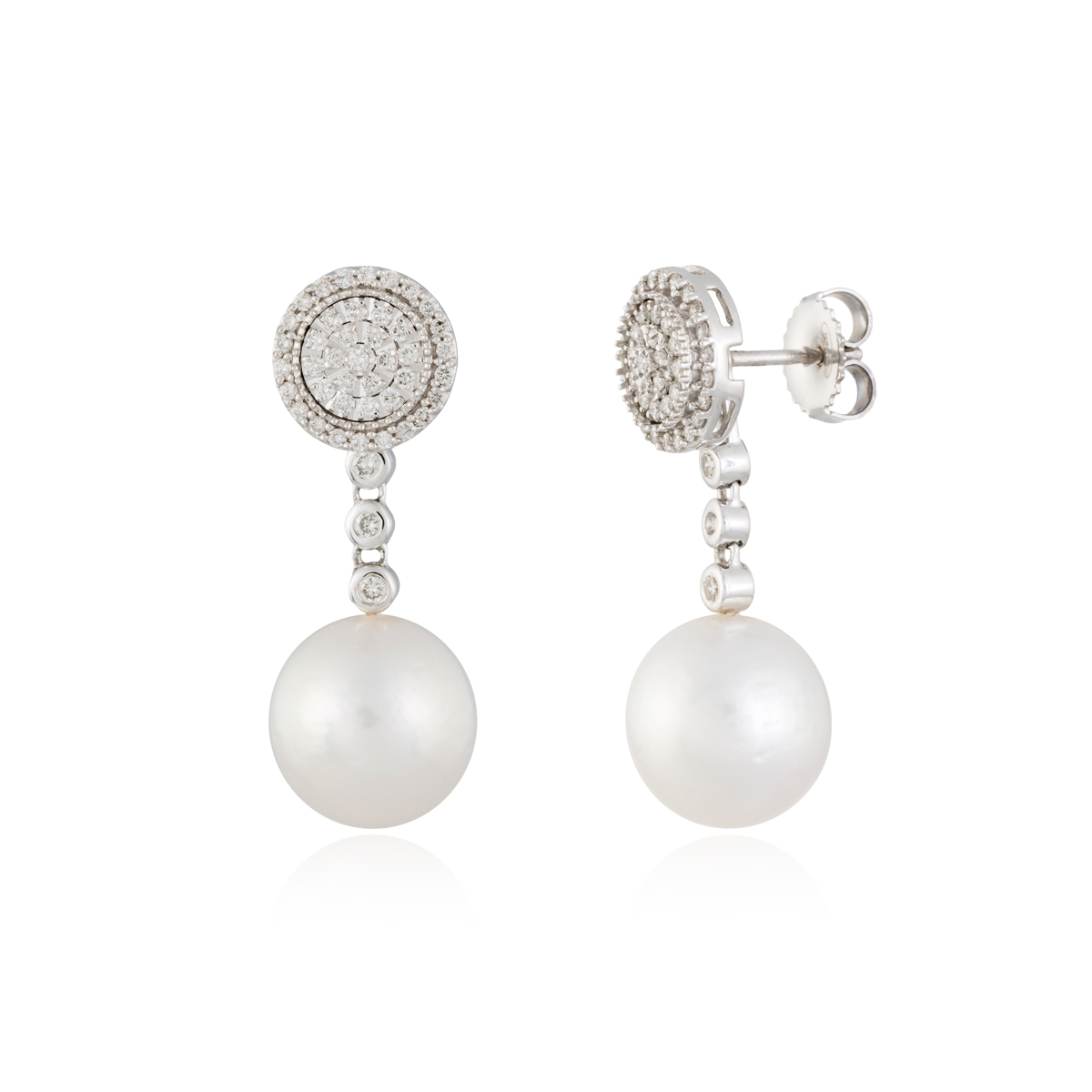 Pendientes de diamantes y perla cultivada oro 1 Pendientes de diamantes y perla cultivada oro