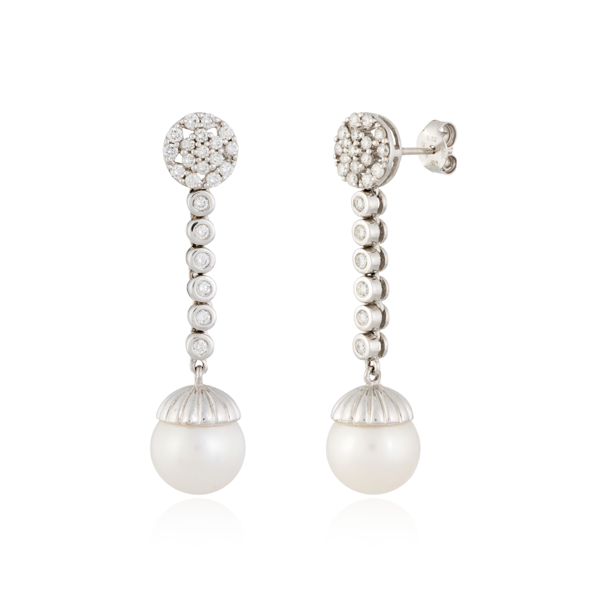 Pendientes de diamantes y perla cultivada oro 1 Pendientes de diamantes y perla cultivada oro