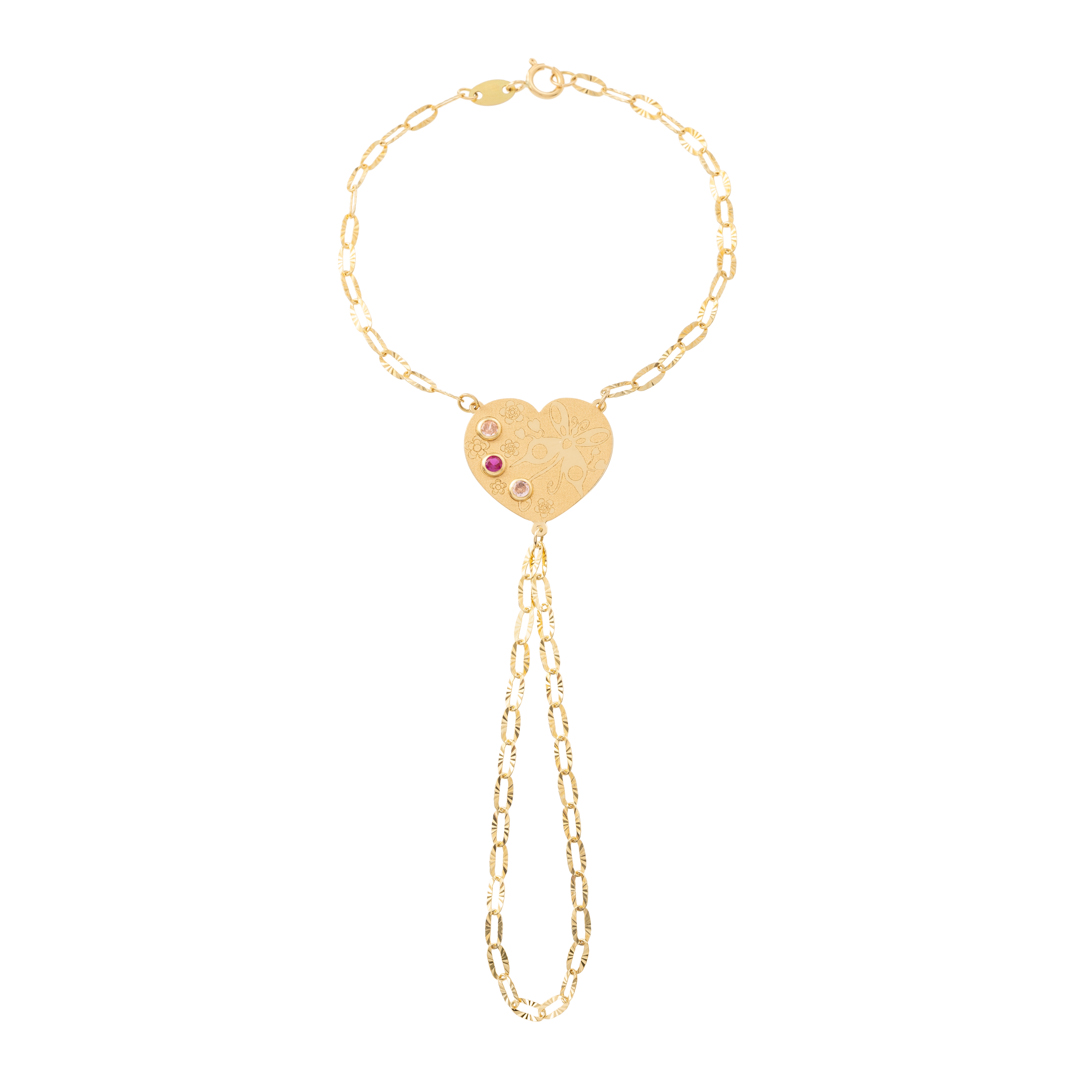 Pulsera de dedo corazón niña oro 1 Pulsera de dedo corazón niña oro