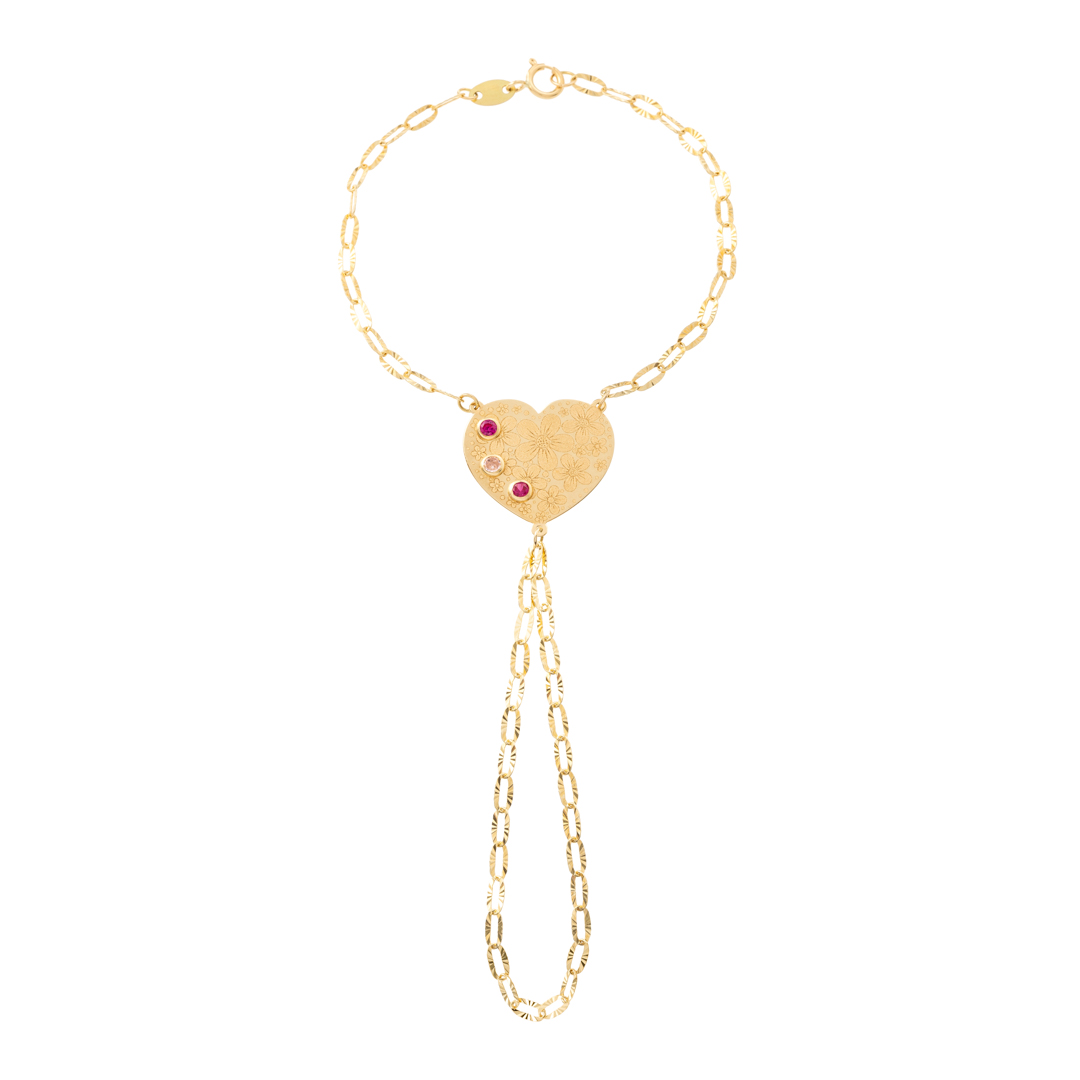 Pulsera de dedo corazón niña oro 2 Pulsera de dedo corazón niña oro - Imagen 2