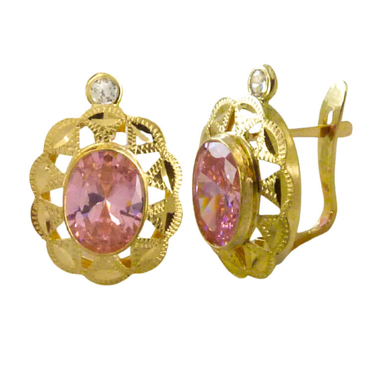 Pendientes cubana piedra color rosa oro 1 Pendientes cubana piedra color rosa oro