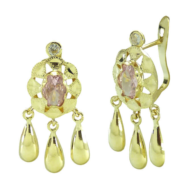 Pendientes cubana piedra color rosa oro 1 Pendientes cubana piedra color rosa oro