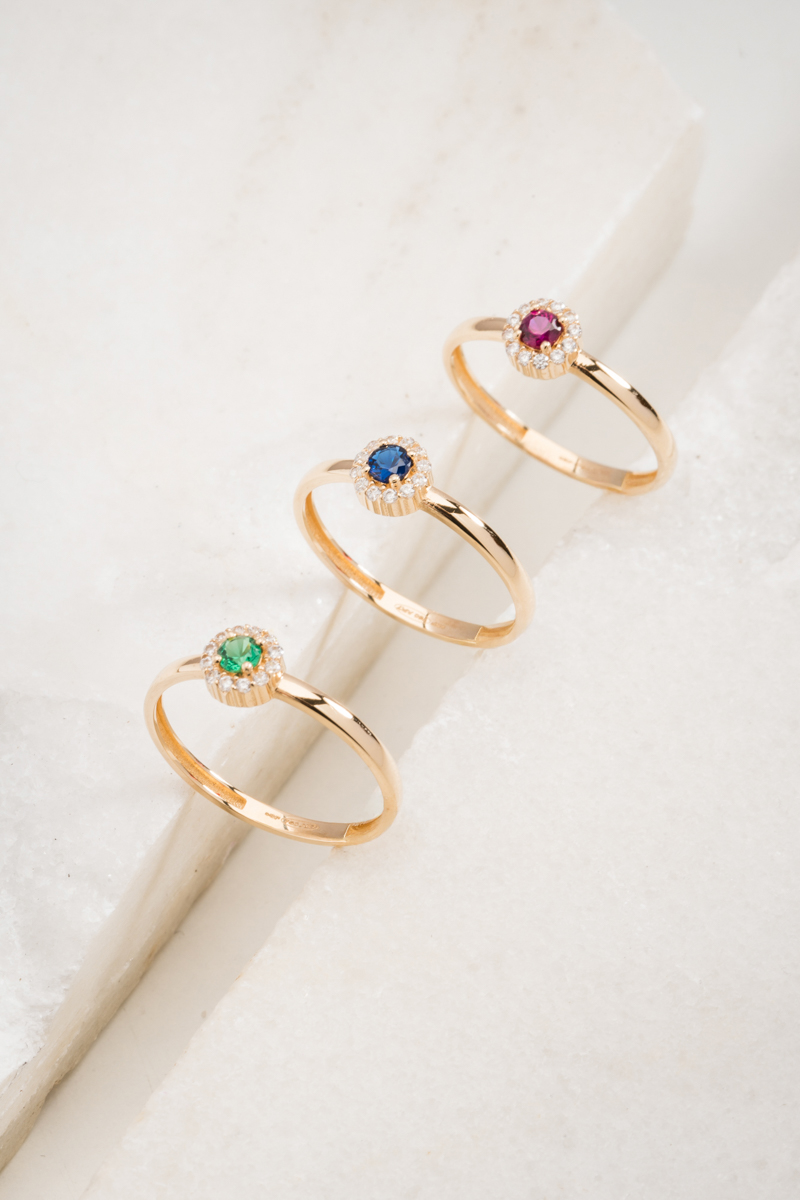 Anillo de mujer circonitas y piedra de color rubí oro 2 Anillo de mujer circonitas y piedra de color rubí oro - Imagen 2