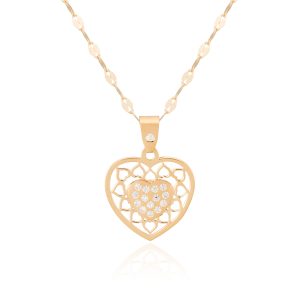 Colgante corazón con circonitas oro