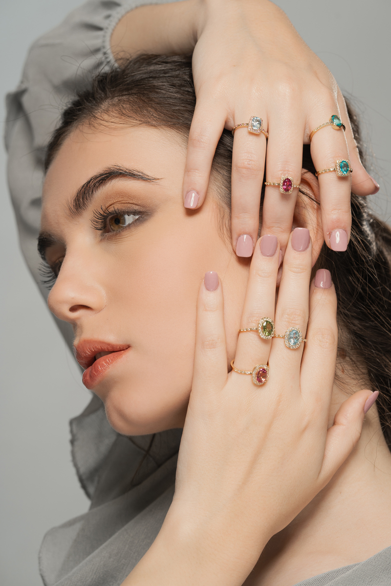 Anillo de mujer con circonitas y Topacio Rosa oro 2 Anillo de mujer con circonitas y Topacio Rosa oro - Imagen 2